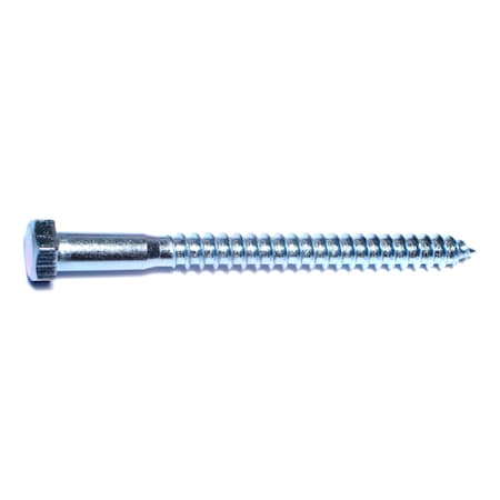Midwest Fastener Lag Screw, 3/8 in, 4-1/2 in, Steel, Zinc Plated Hex Hex Drive, 8 PK 35042